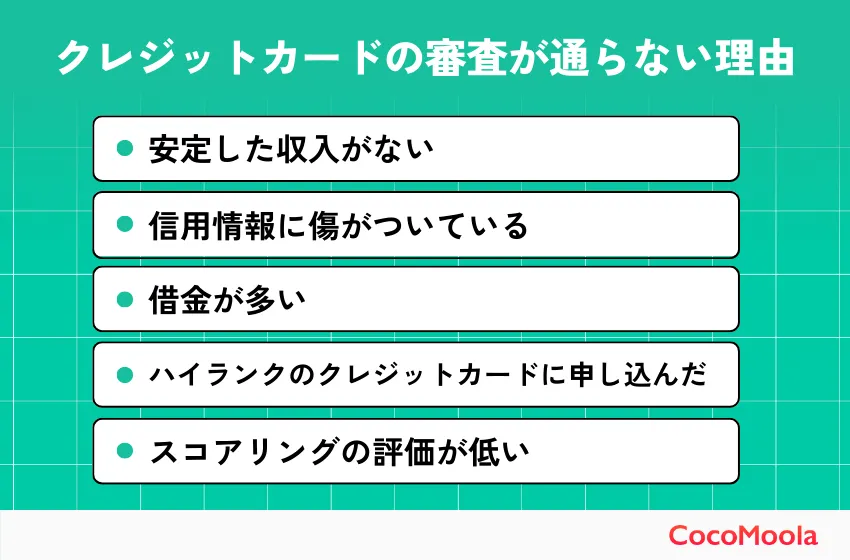 クレジットカードの審査が通らない理由