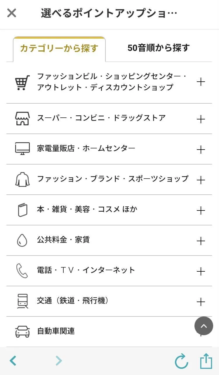ポイントアップショップのカテゴリー