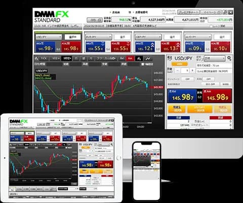 スマートな画面操作ができる「DMMFX STANDARD」の取引画面画像