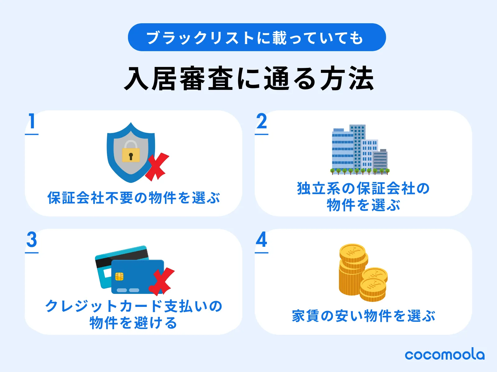 ブラックリストに載っていても入居審査に通る方法4つ