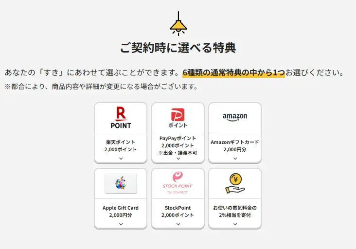TERASELでんき楽天ポイントが溜まる＋6つの選べる特典公式サイトより