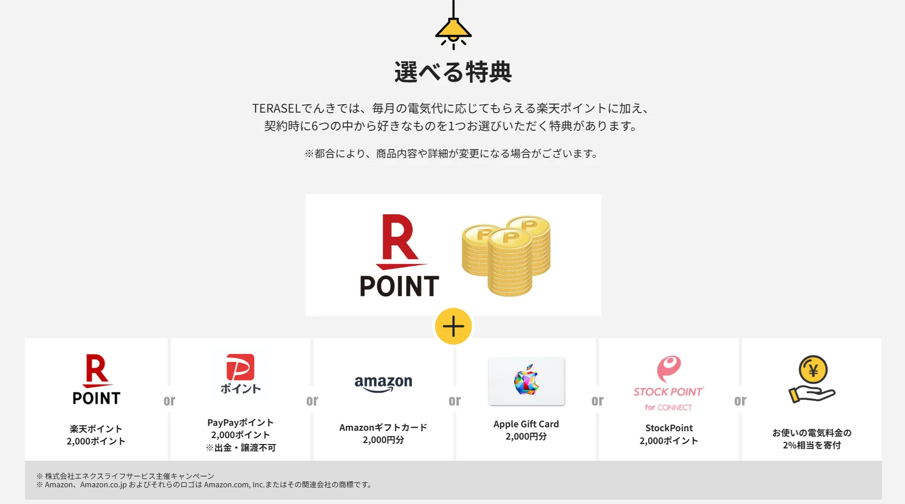 TERASELでんき楽天ポイントが溜まる＋6つの選べる特典公式サイトより
