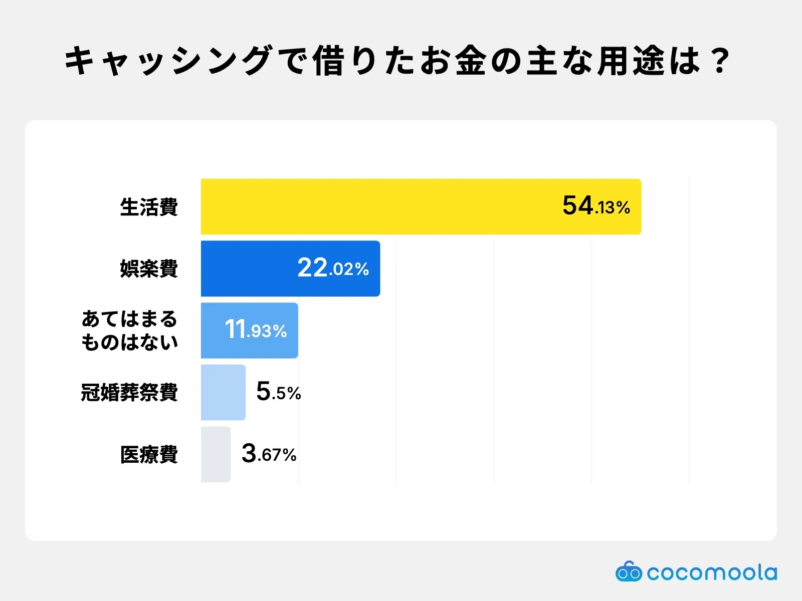 キャッシングで借りたお金の主な用途は？生活費が54.13%で最多