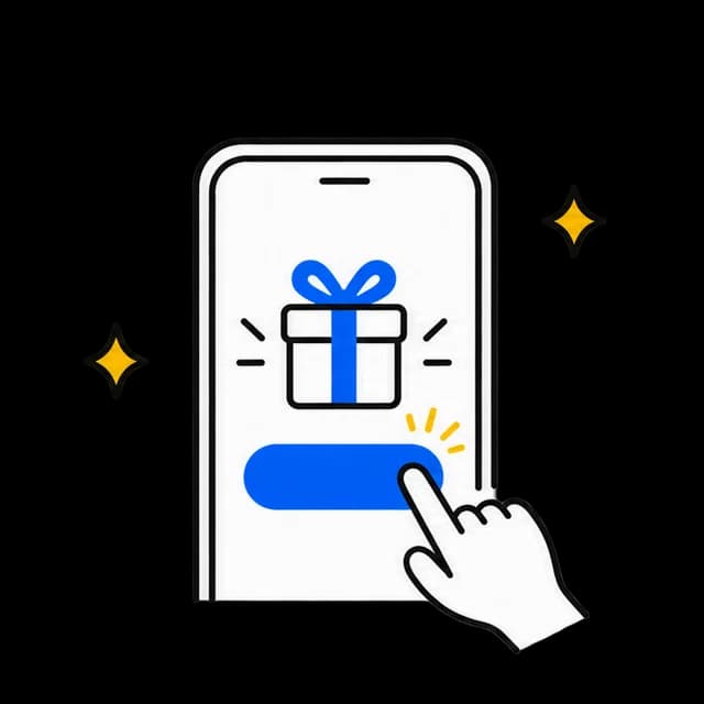 スマートフォンの応募ボタンを押す線画