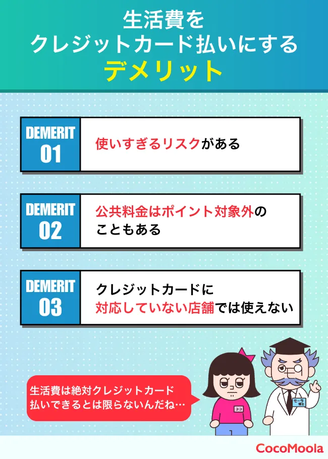 生活費をクレジットカード払いするデメリット