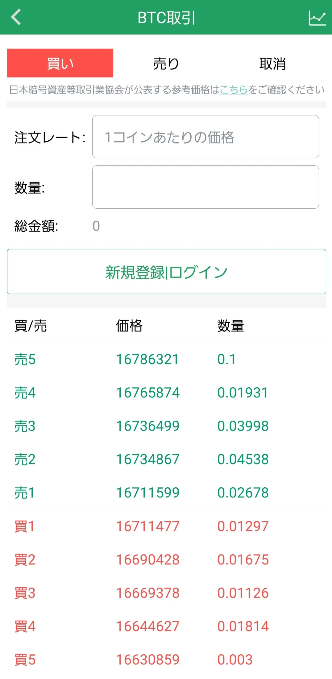 取引画面